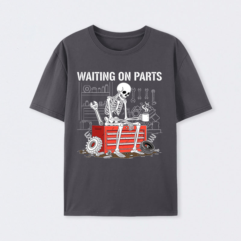 Waiting On Parts Funny Skeleton Auto Mechanic Technician T-Shirt