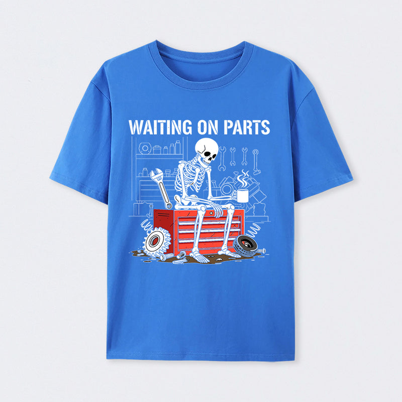 Waiting On Parts Funny Skeleton Auto Mechanic Technician T-Shirt