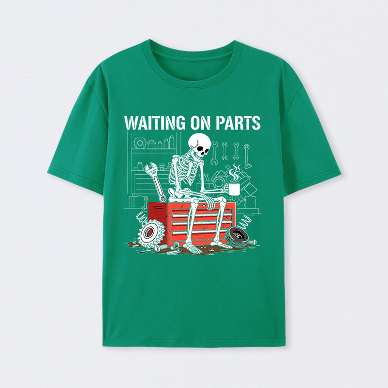 Waiting On Parts Funny Skeleton Auto Mechanic Technician T-Shirt