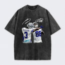 Vintage Close-Up Football Athlete Signature Graphic Washed T-Shirt