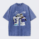 Vintage Close-Up Football Athlete Signature Graphic Washed T-Shirt