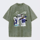 Vintage Close-Up Football Athlete Signature Graphic Washed T-Shirt