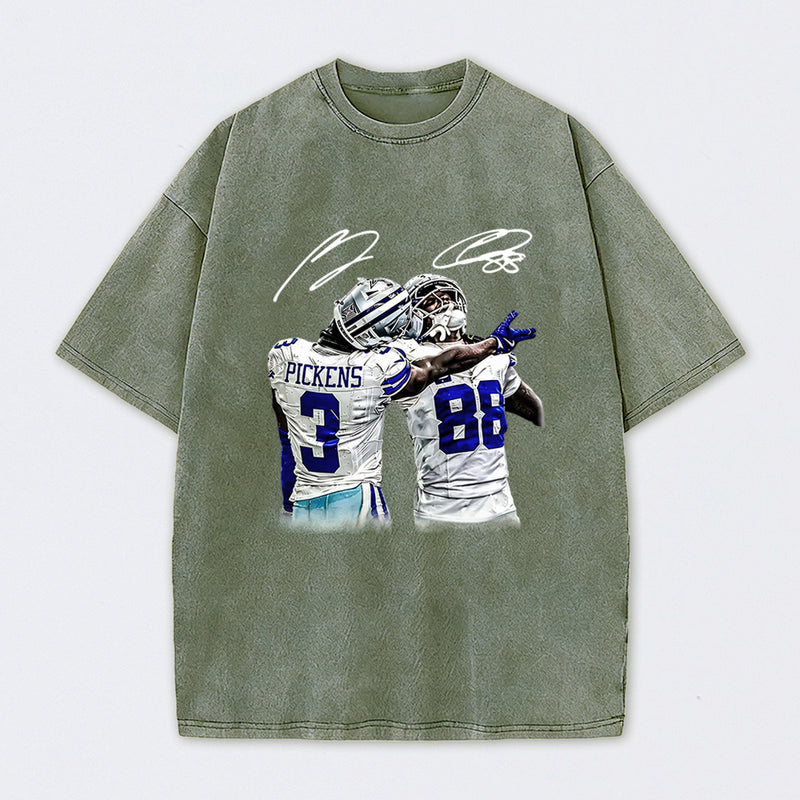Vintage Close-Up Football Athlete Signature Graphic Washed T-Shirt