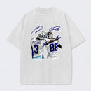 Vintage Close-Up Football Athlete Signature Graphic Washed T-Shirt