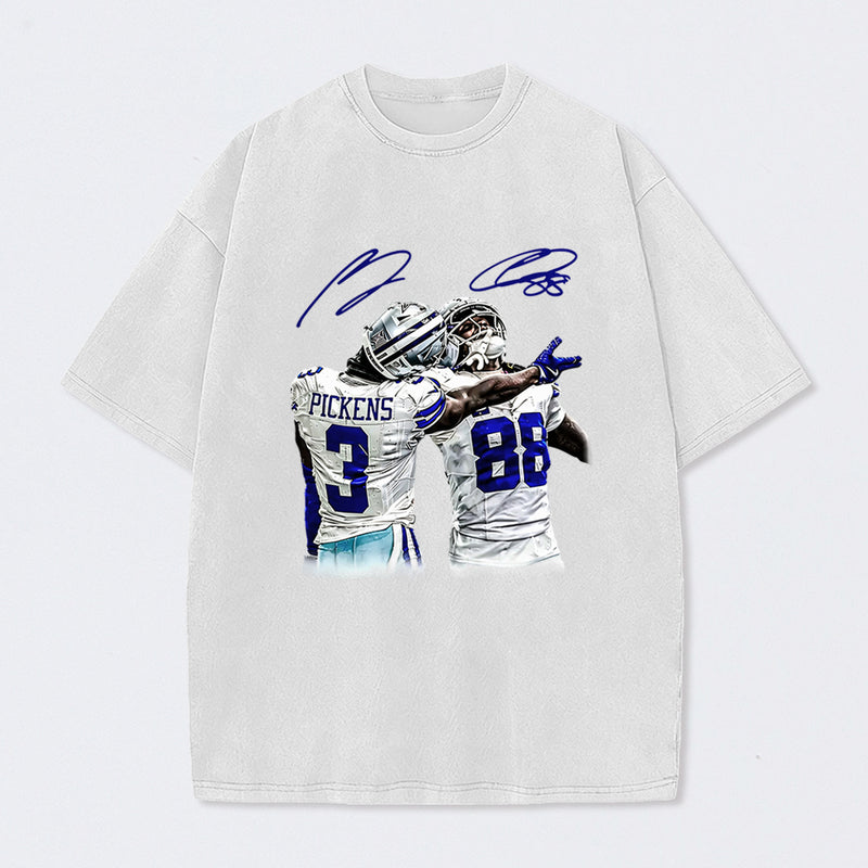 Vintage Close-Up Football Athlete Signature Graphic Washed T-Shirt
