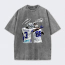 Vintage Close-Up Football Athlete Signature Graphic Washed T-Shirt