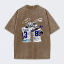 Vintage Close-Up Football Athlete Signature Graphic Washed T-Shirt