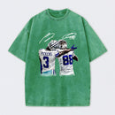 Vintage Close-Up Football Athlete Signature Graphic Washed T-Shirt