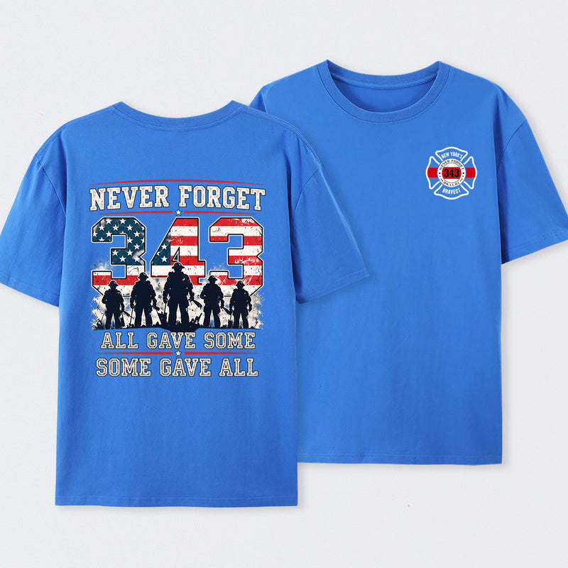 Never Forget 343 Firefighter 25th Anniversary Gift For Heroes T-Shirt
