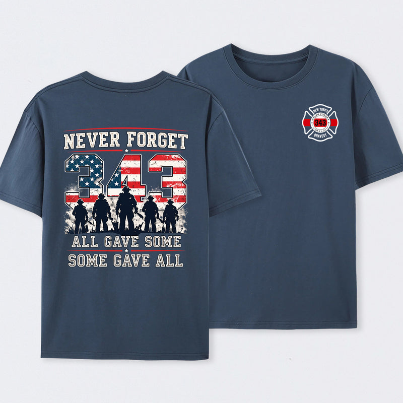 Never Forget 343 Firefighter 25th Anniversary Gift For Heroes T-Shirt