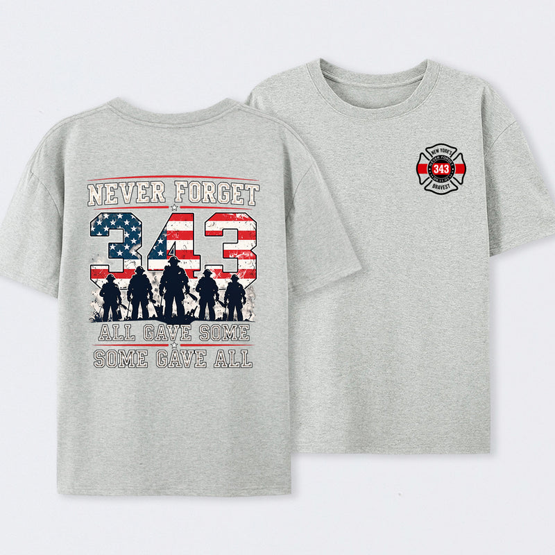 Never Forget 343 Firefighter 25th Anniversary Gift For Heroes T-Shirt