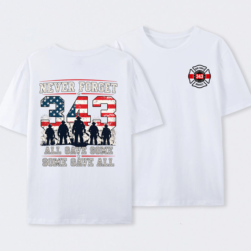 Never Forget 343 Firefighter 25th Anniversary Gift For Heroes T-Shirt
