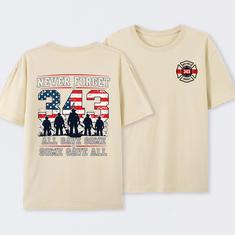 Never Forget 343 Firefighter 25th Anniversary Gift For Heroes T-Shirt
