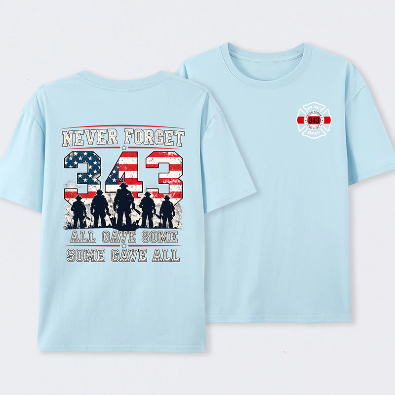 Never Forget 343 Firefighter 25th Anniversary Gift For Heroes T-Shirt