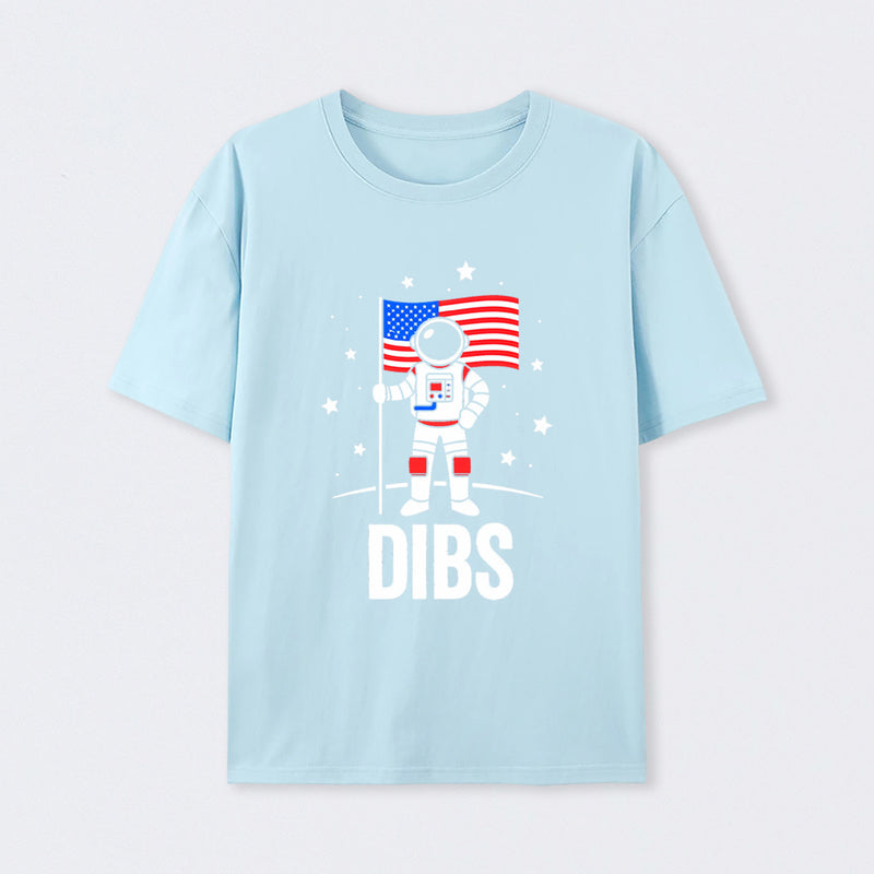 Funny Patriotic Astronaut Claims Dibs on the Moon with an American Flag T-Shirt