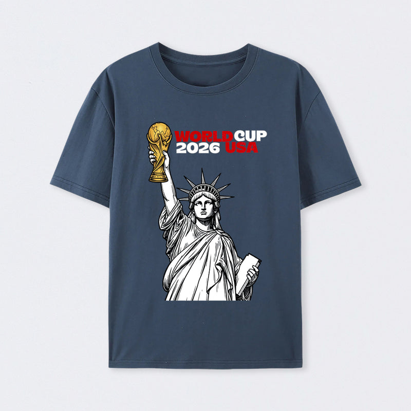 Statue of Liberty World Cup Trophy – USA 2026 Soccer Line Art Design T-Shirt