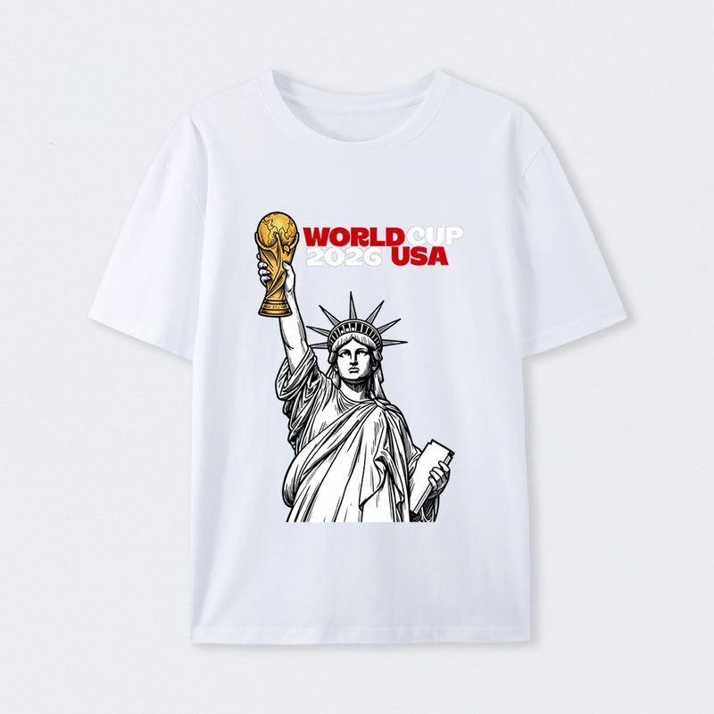 Statue of Liberty World Cup Trophy – USA 2026 Soccer Line Art Design T-Shirt
