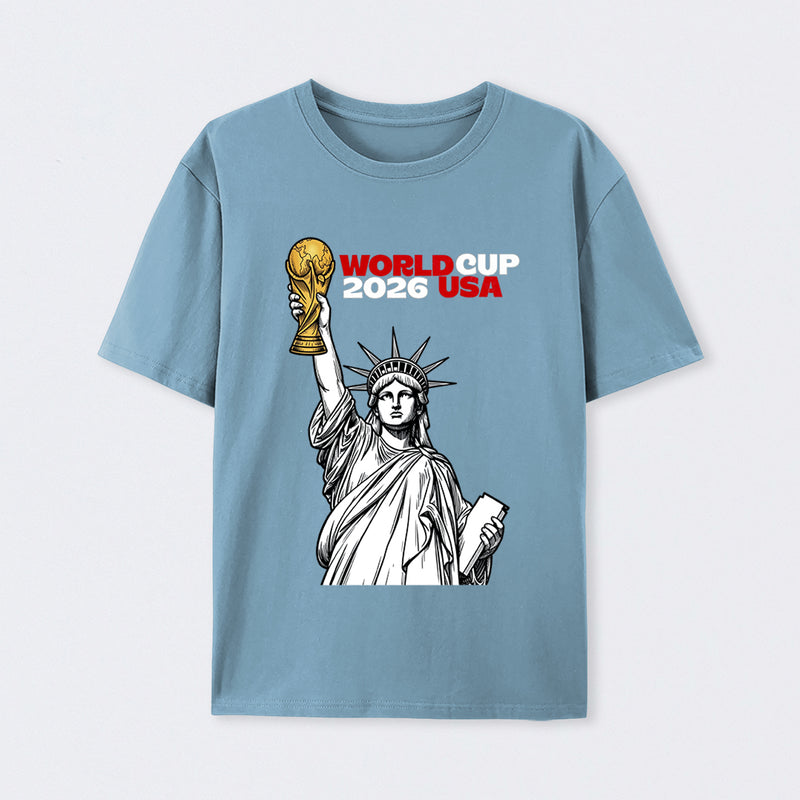 Statue of Liberty World Cup Trophy – USA 2026 Soccer Line Art Design T-Shirt