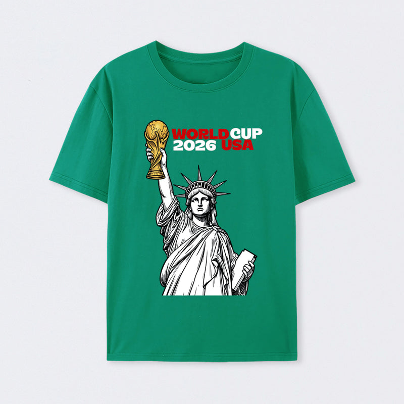 Statue of Liberty World Cup Trophy – USA 2026 Soccer Line Art Design T-Shirt