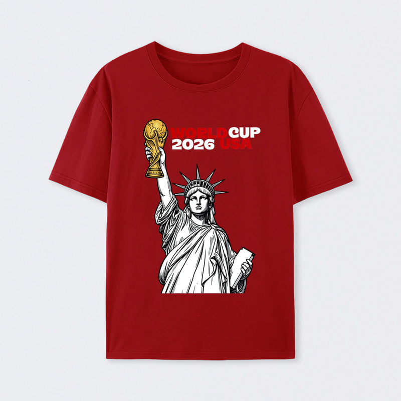 Statue of Liberty World Cup Trophy – USA 2026 Soccer Line Art Design T-Shirt