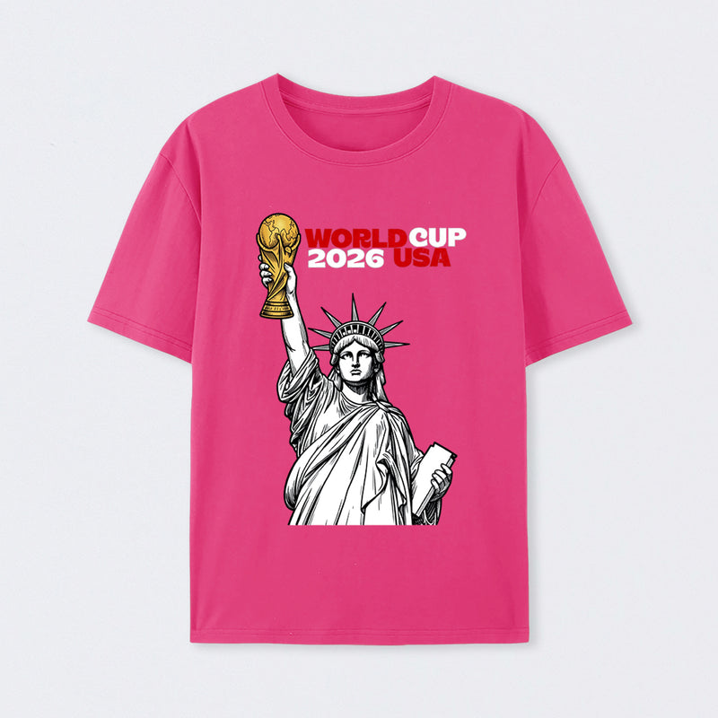 Statue of Liberty World Cup Trophy – USA 2026 Soccer Line Art Design T-Shirt