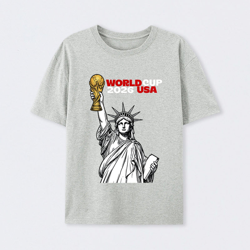 Statue of Liberty World Cup Trophy – USA 2026 Soccer Line Art Design T-Shirt