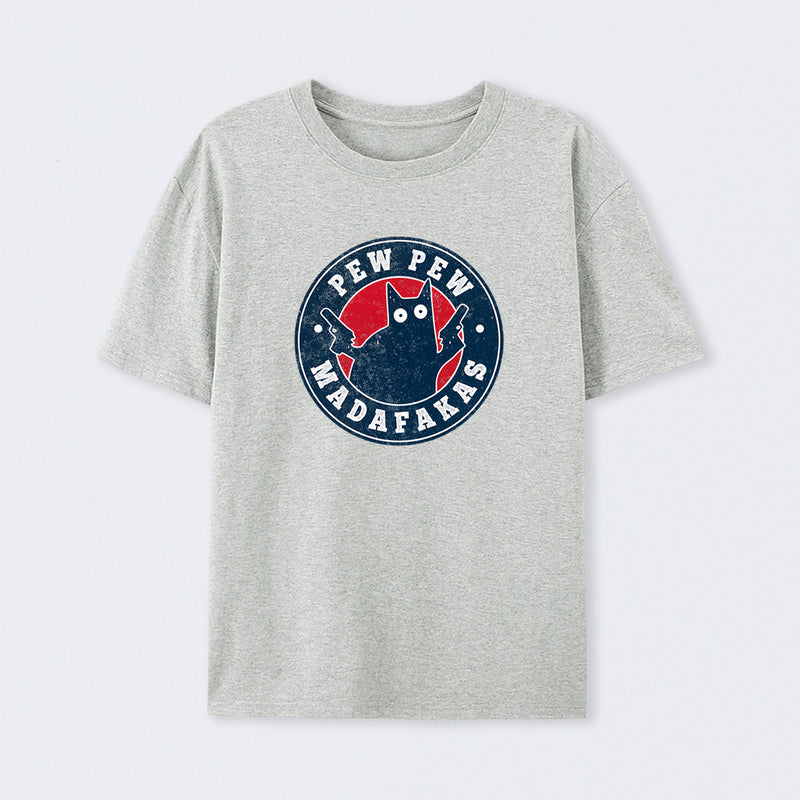 Pew Pew Madafakas Cat Circle T-Shirt