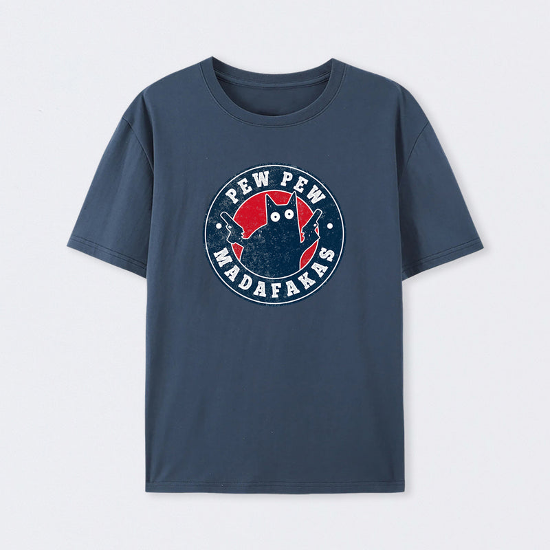 Pew Pew Madafakas Cat Circle T-Shirt
