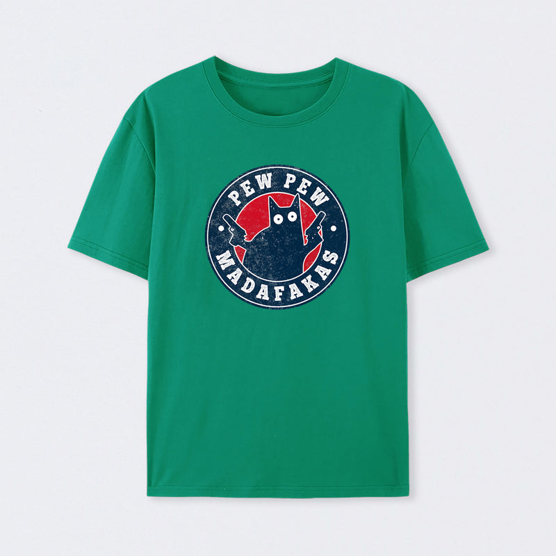 Pew Pew Madafakas Cat Circle T-Shirt