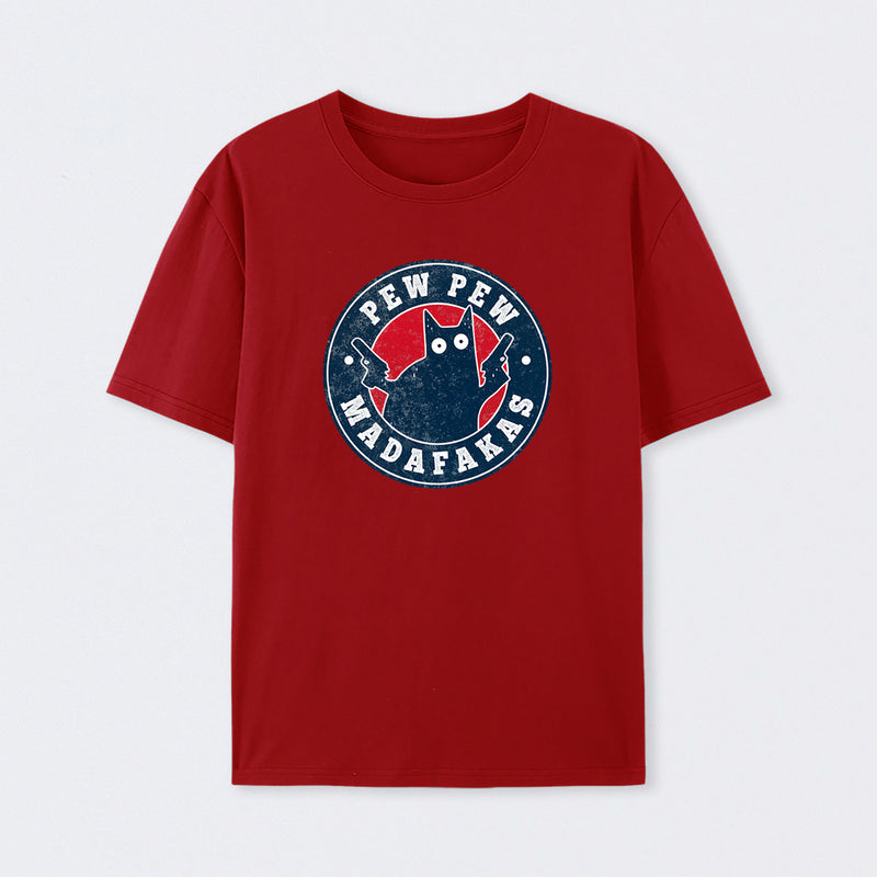 Pew Pew Madafakas Cat Circle T-Shirt