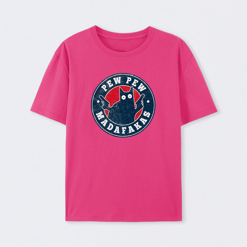 Pew Pew Madafakas Cat Circle T-Shirt