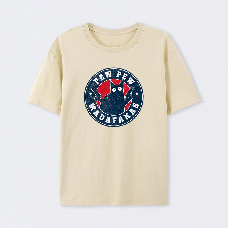 Pew Pew Madafakas Cat Circle T-Shirt