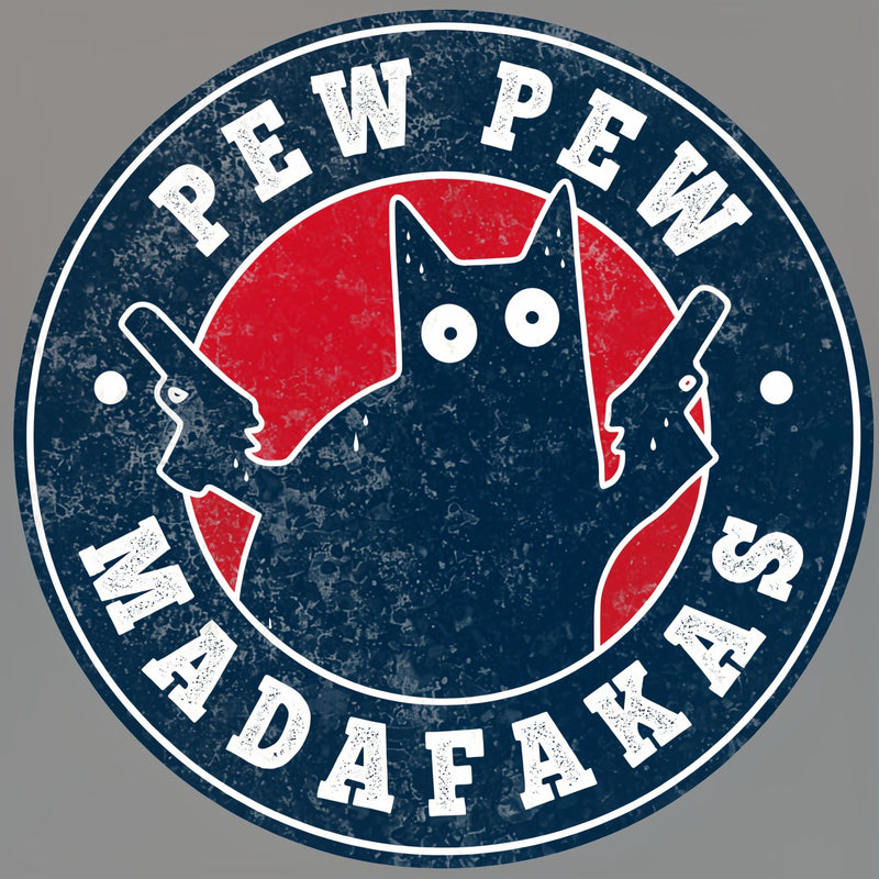 Pew Pew Madafakas Cat Circle T-Shirt