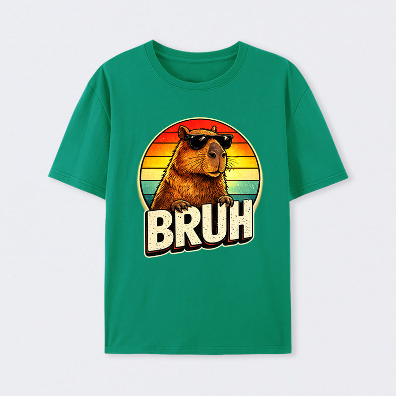 Retro Sunglasses Capybara Bruh Funny Animal Meme Capy T-Shirt