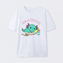 Relaxolotl ¨C Cute Axolotl Relaxing Enjoying Reading And Cookies T-Shirt