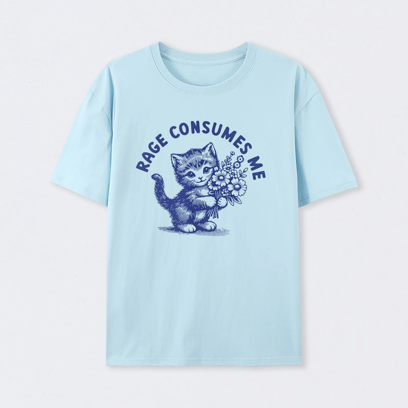 Rage Consumes Me Cat Flower Cute Cat Meme T-Shirt