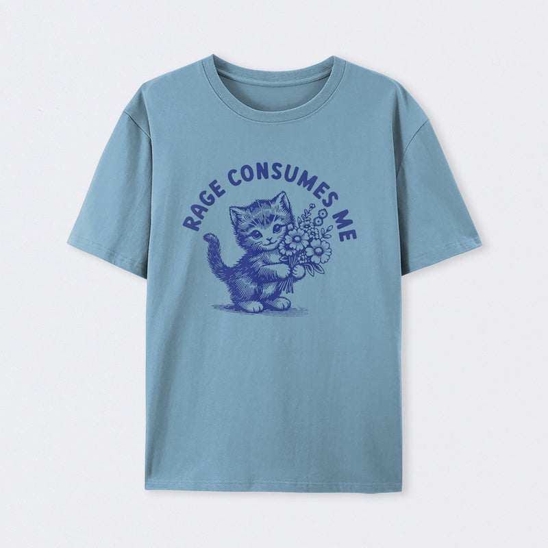 Rage Consumes Me Cat Flower Cute Cat Meme T-Shirt