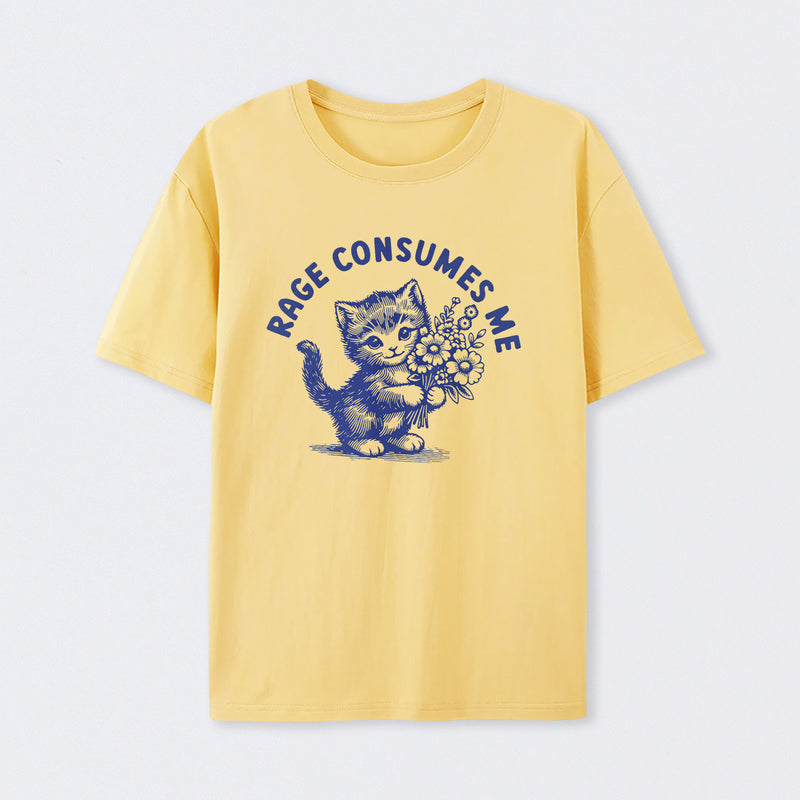 Rage Consumes Me Cat Flower Cute Cat Meme T-Shirt
