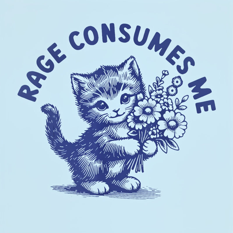 Rage Consumes Me Cat Flower Cute Cat Meme T-Shirt