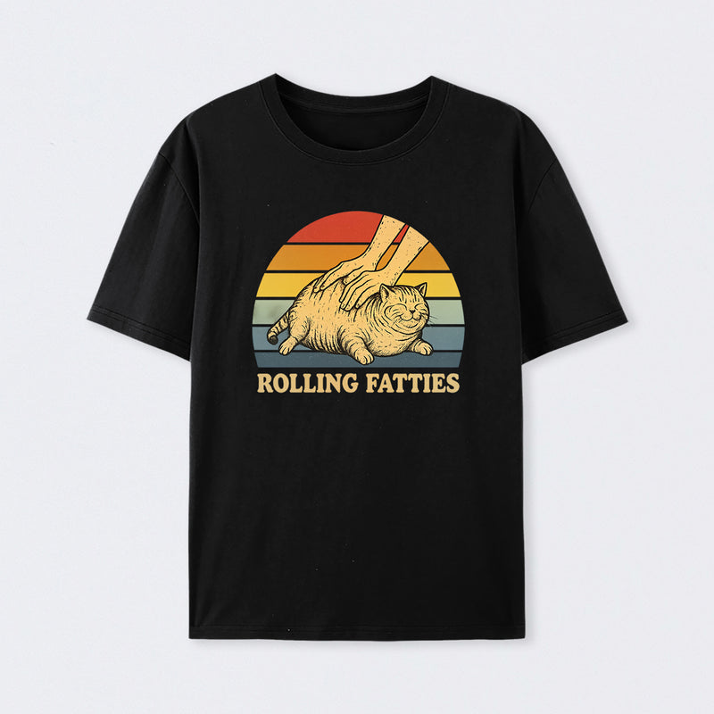 Cat Rolling Fatties Funny T-Shirt
