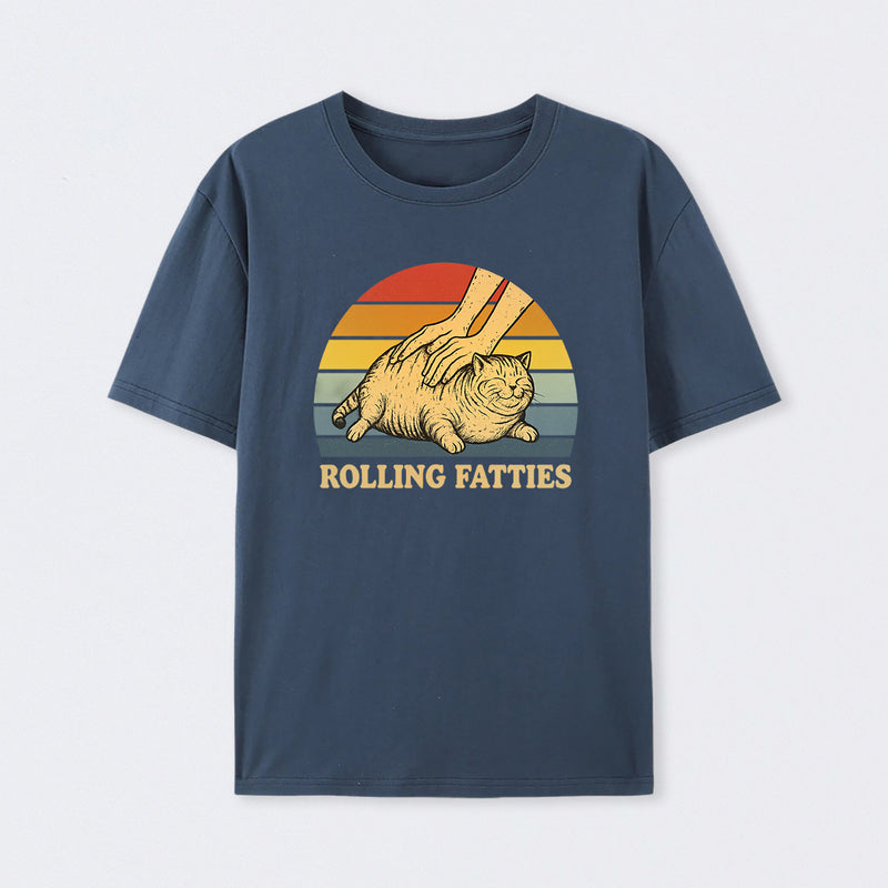 Cat Rolling Fatties Funny T-Shirt