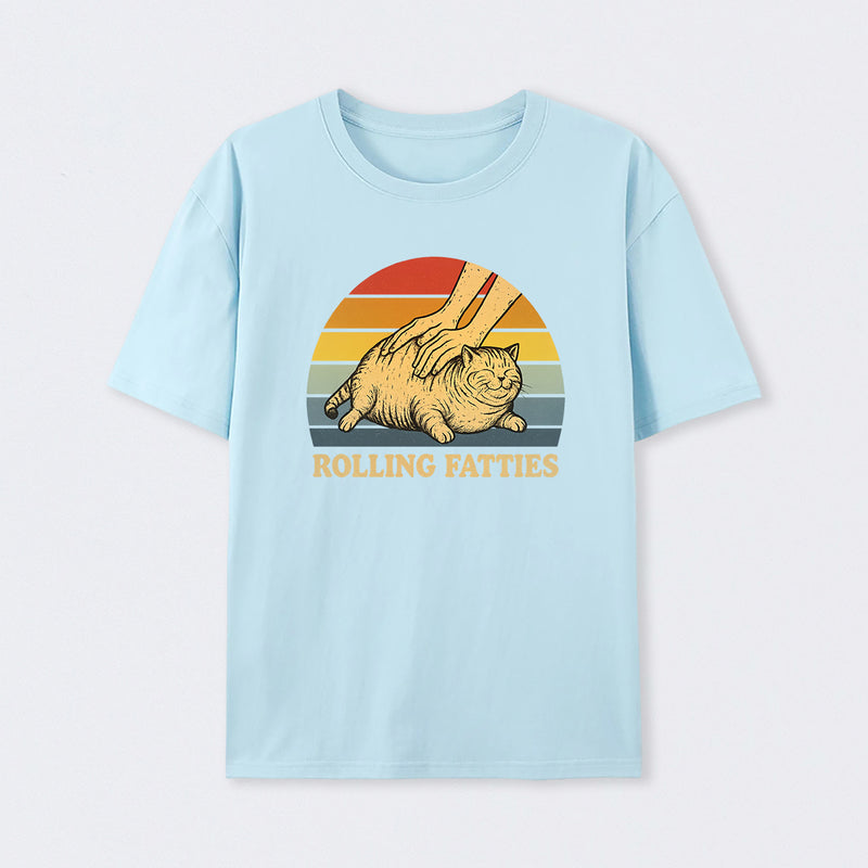 Cat Rolling Fatties Funny T-Shirt