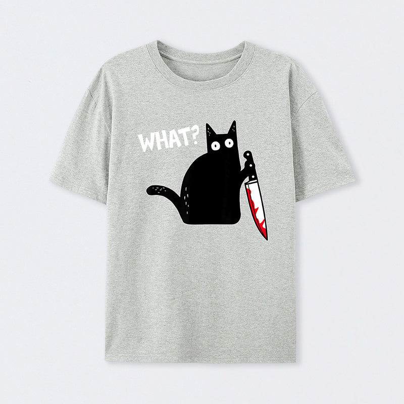 What Murderous Cat Holding Knife Funny Halloween Costume T-Shirt