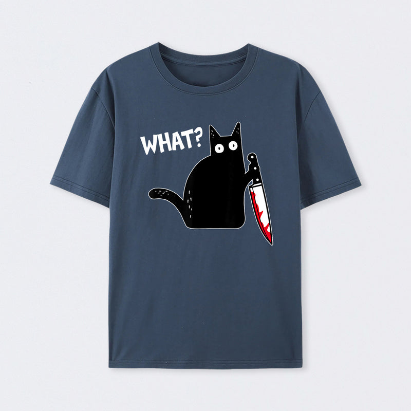 What Murderous Cat Holding Knife Funny Halloween Costume T-Shirt
