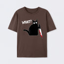 What Murderous Cat Holding Knife Funny Halloween Costume T-Shirt