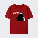 What Murderous Cat Holding Knife Funny Halloween Costume T-Shirt