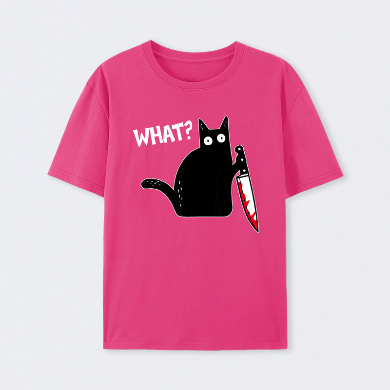 What Murderous Cat Holding Knife Funny Halloween Costume T-Shirt