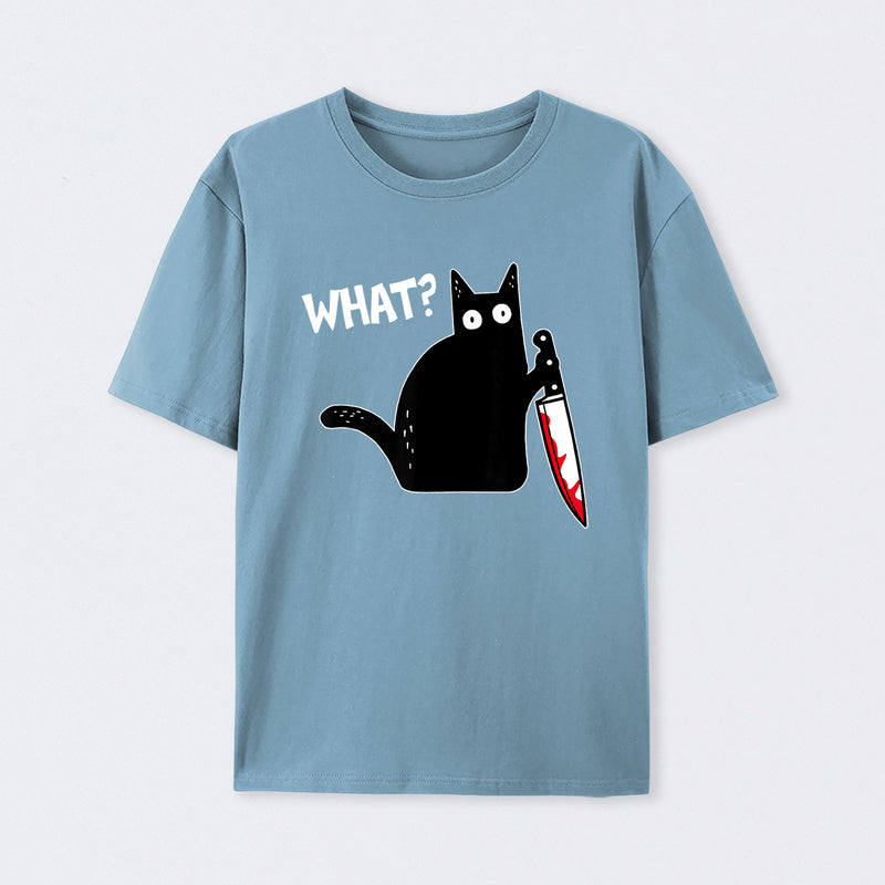 What Murderous Cat Holding Knife Funny Halloween Costume T-Shirt