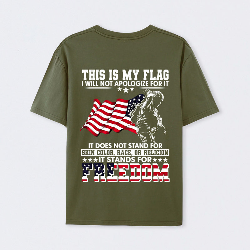 Soldier Silhouette USA Flag Patriotic T-Shirt