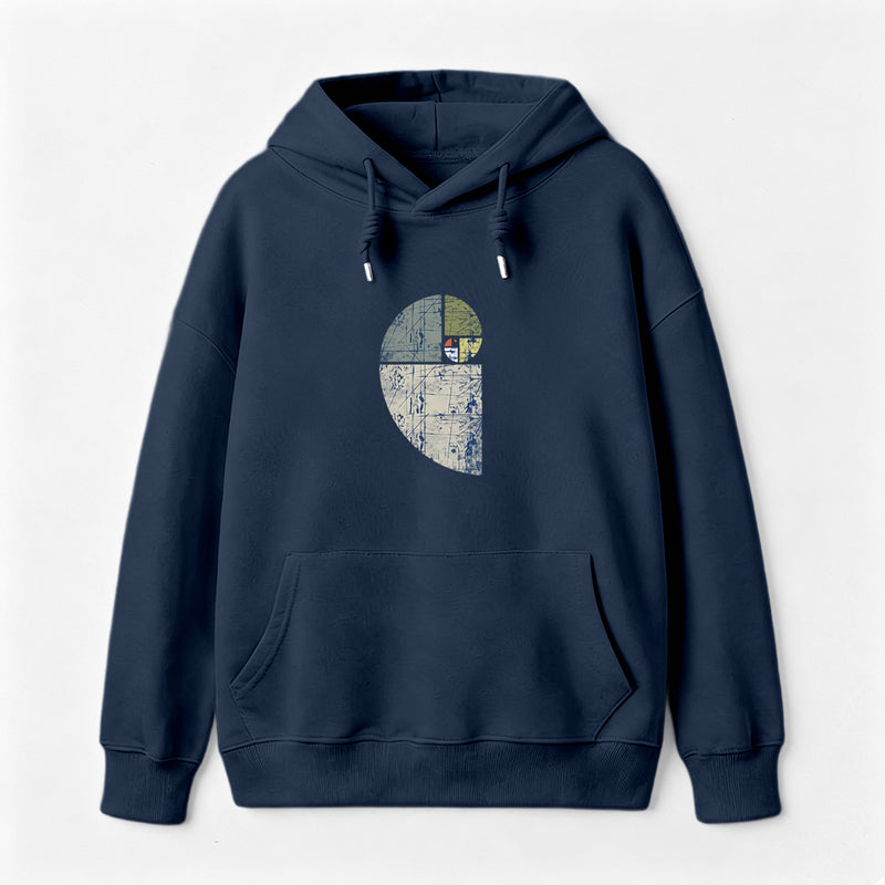 Distressed Fibonacci Spiral Graphic Hoodie